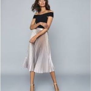 COPY - Reiss Betty Pleated Metallic Midi Skirt, Pink, 6 US BNWOT